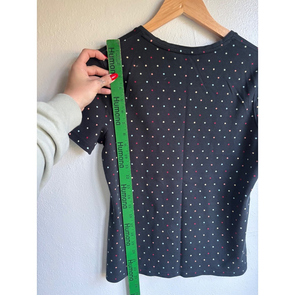 Croft & Barrow Womens Black Polka Dot Square Neck Short Sleeve T-Shirt Size M - Picture 7 of 7